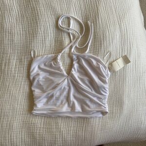 White Halter Crop Top